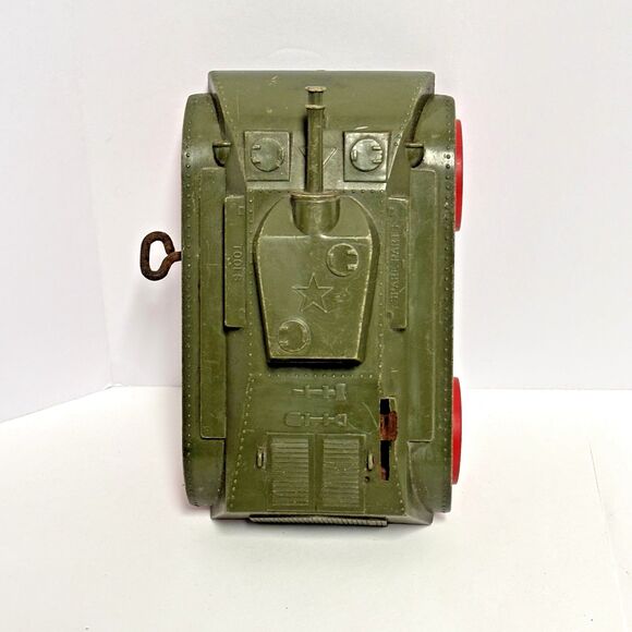 Vntg MARX Wind Up Tank Toy Green Military Army Tank Tin Litho Made In USA - Picture 6 of 11